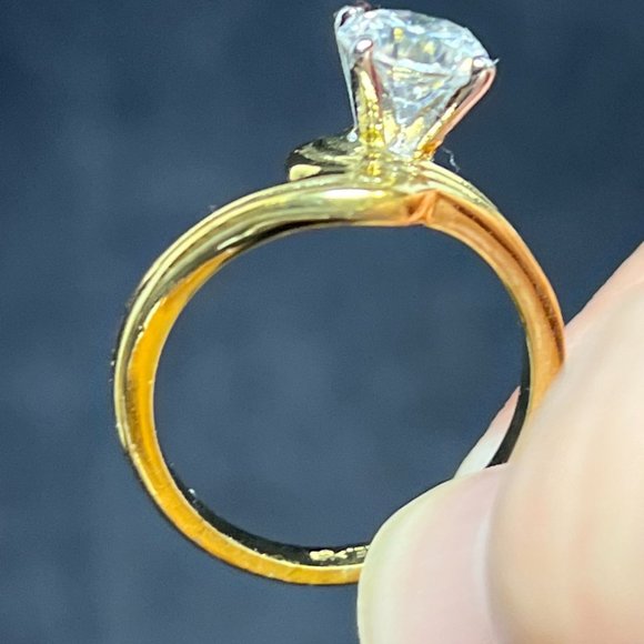 Vintage Uncas 14k HGE Gold And Rhinestone Statement Ring Sz 7 (R287) - Picture 6 of 6